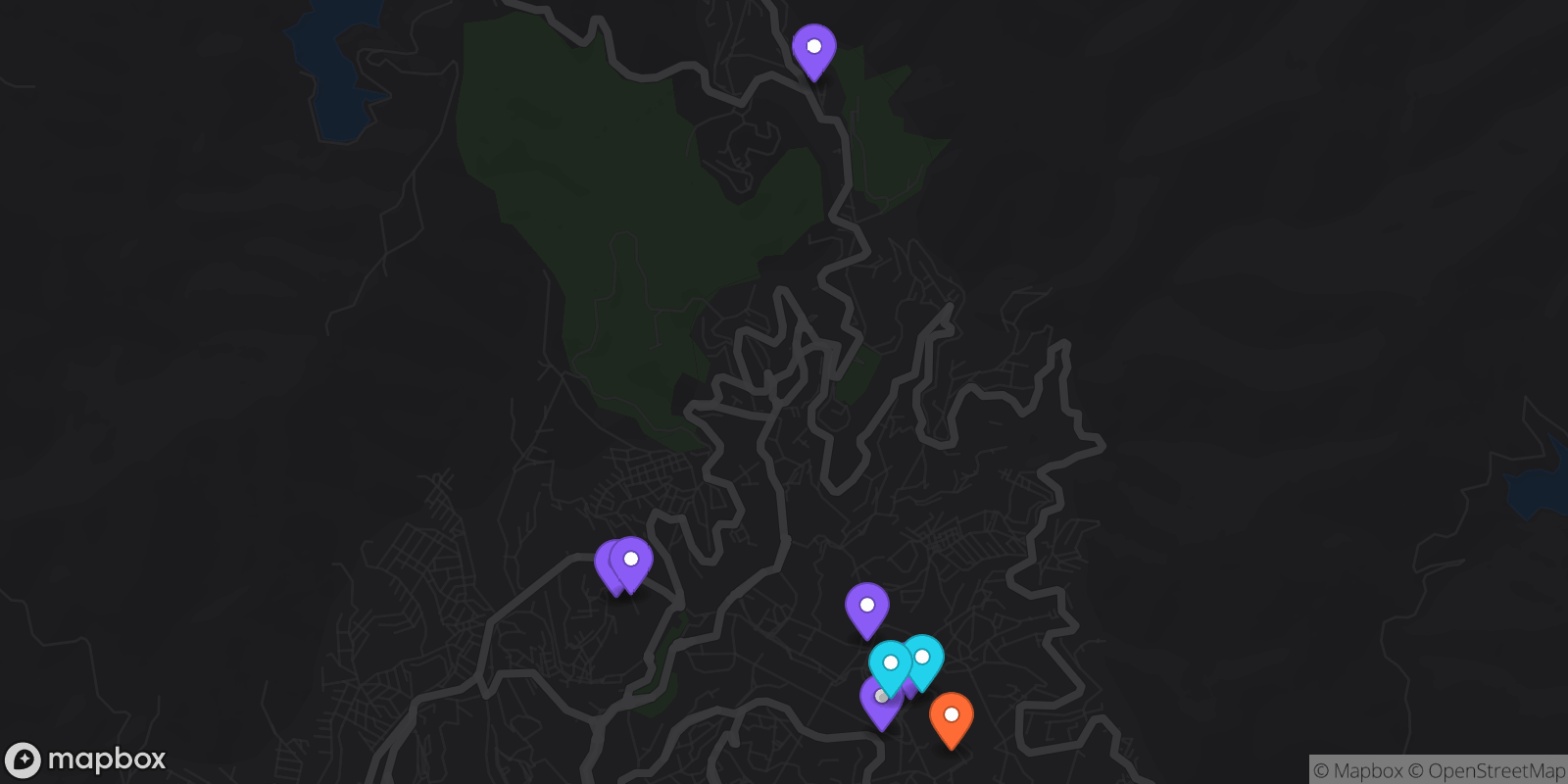 Map showing 9 locations