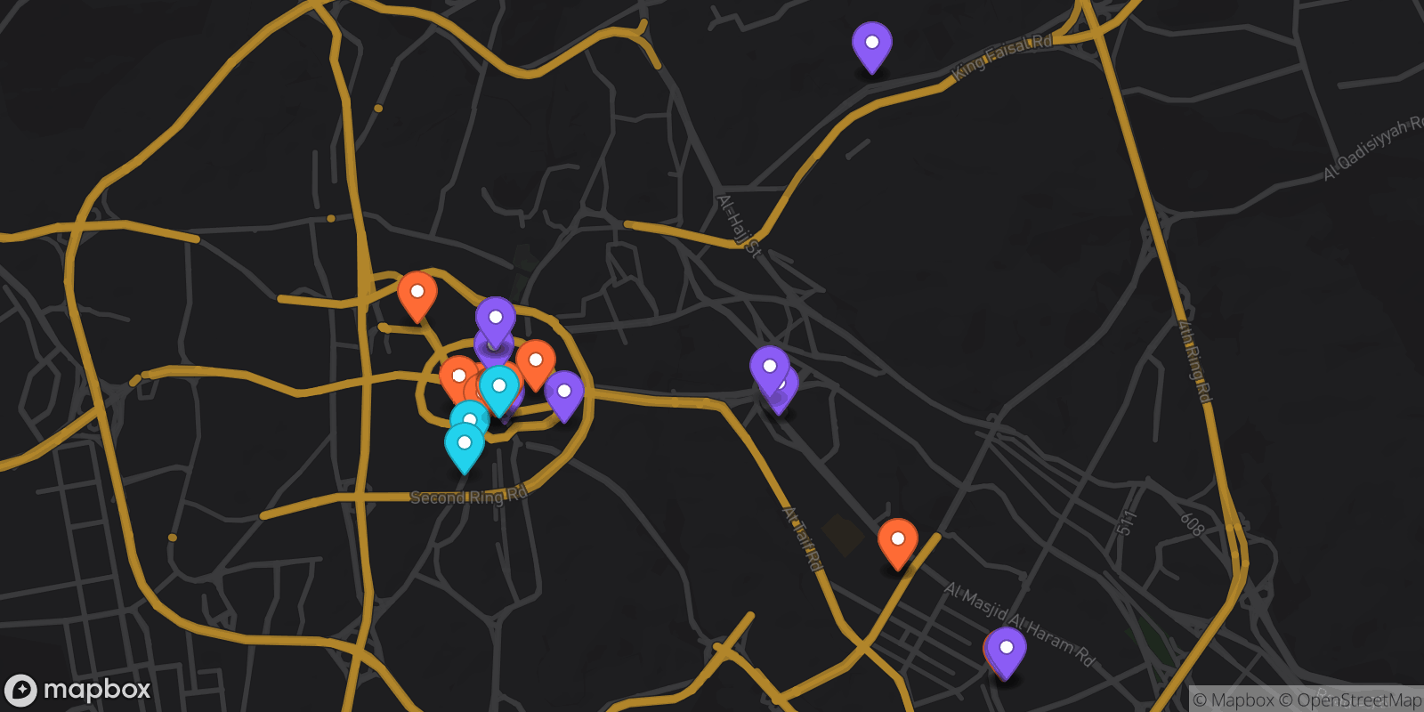 Map showing 37 locations