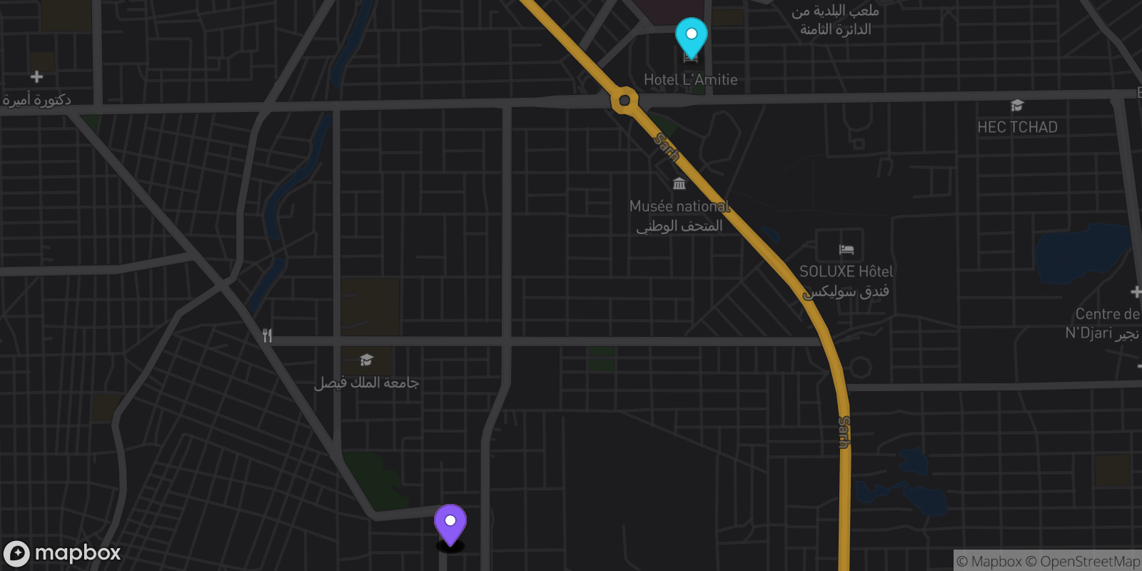 Map showing 10 locations