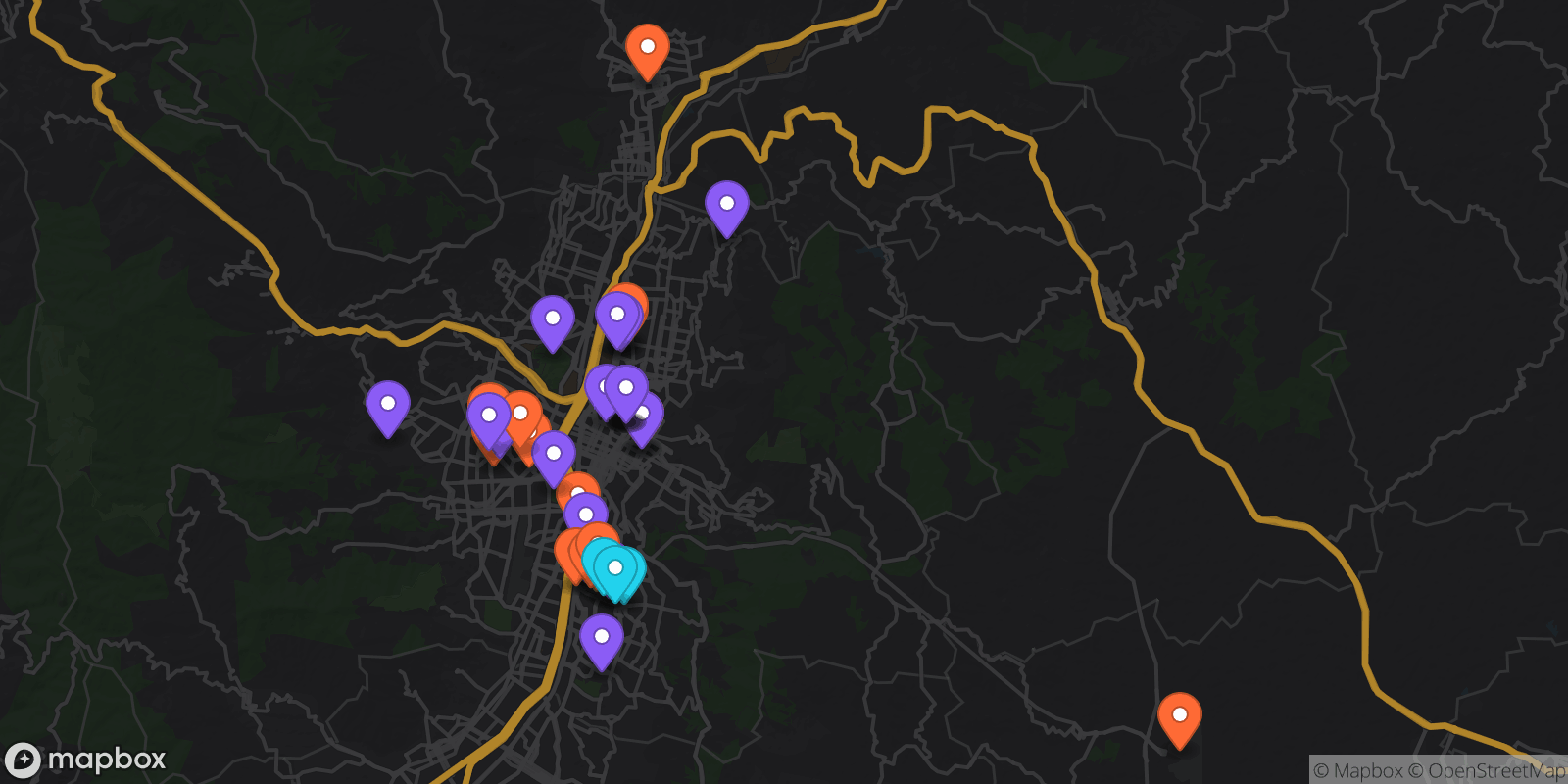Map showing 38 locations