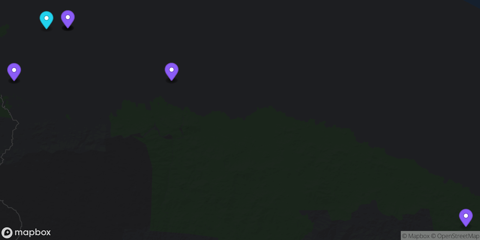 Map showing 10 locations