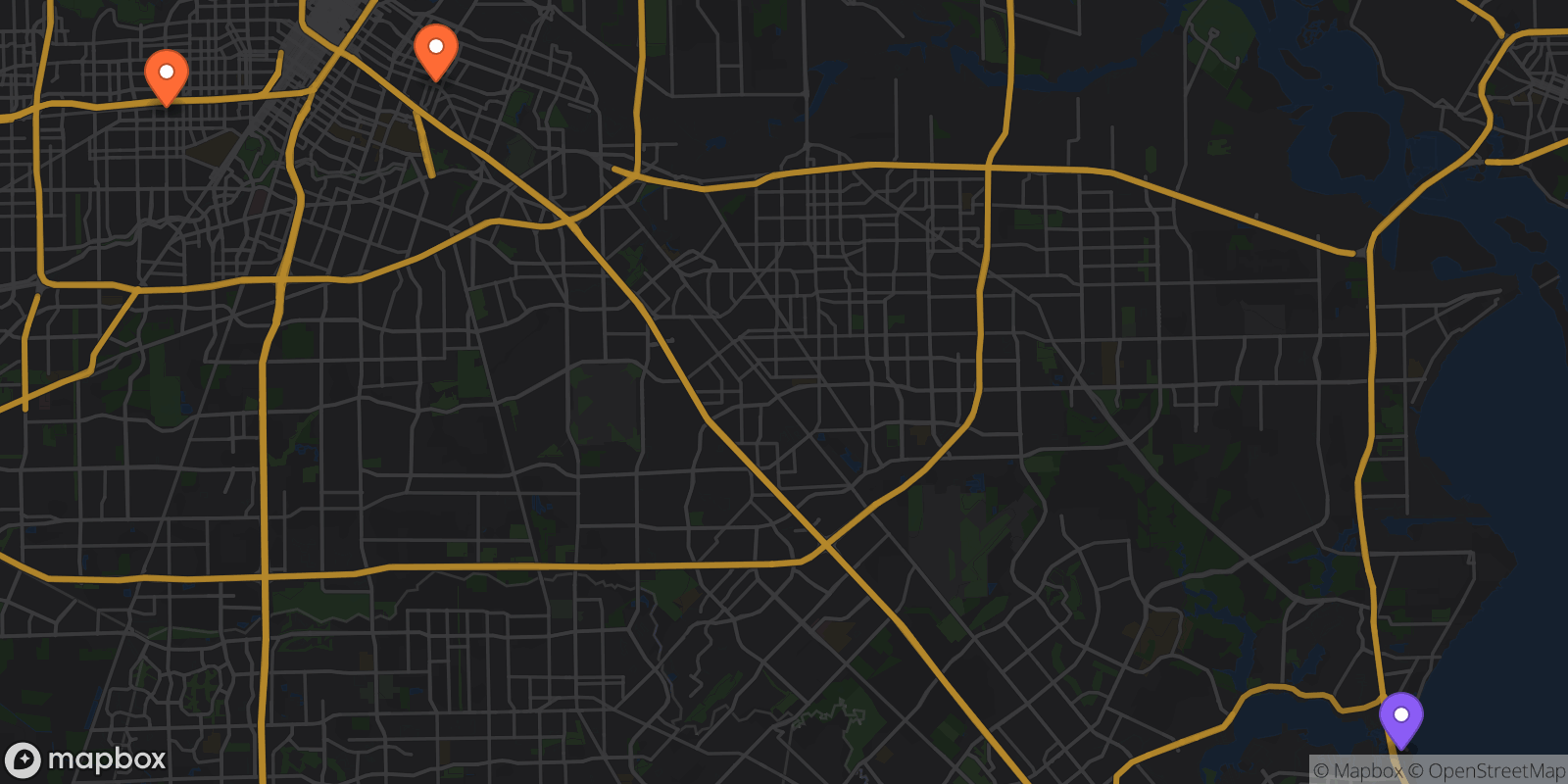 Map showing 3 locations
