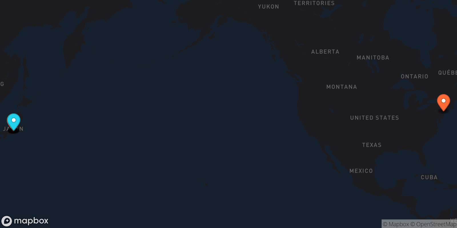 Map showing 14 locations