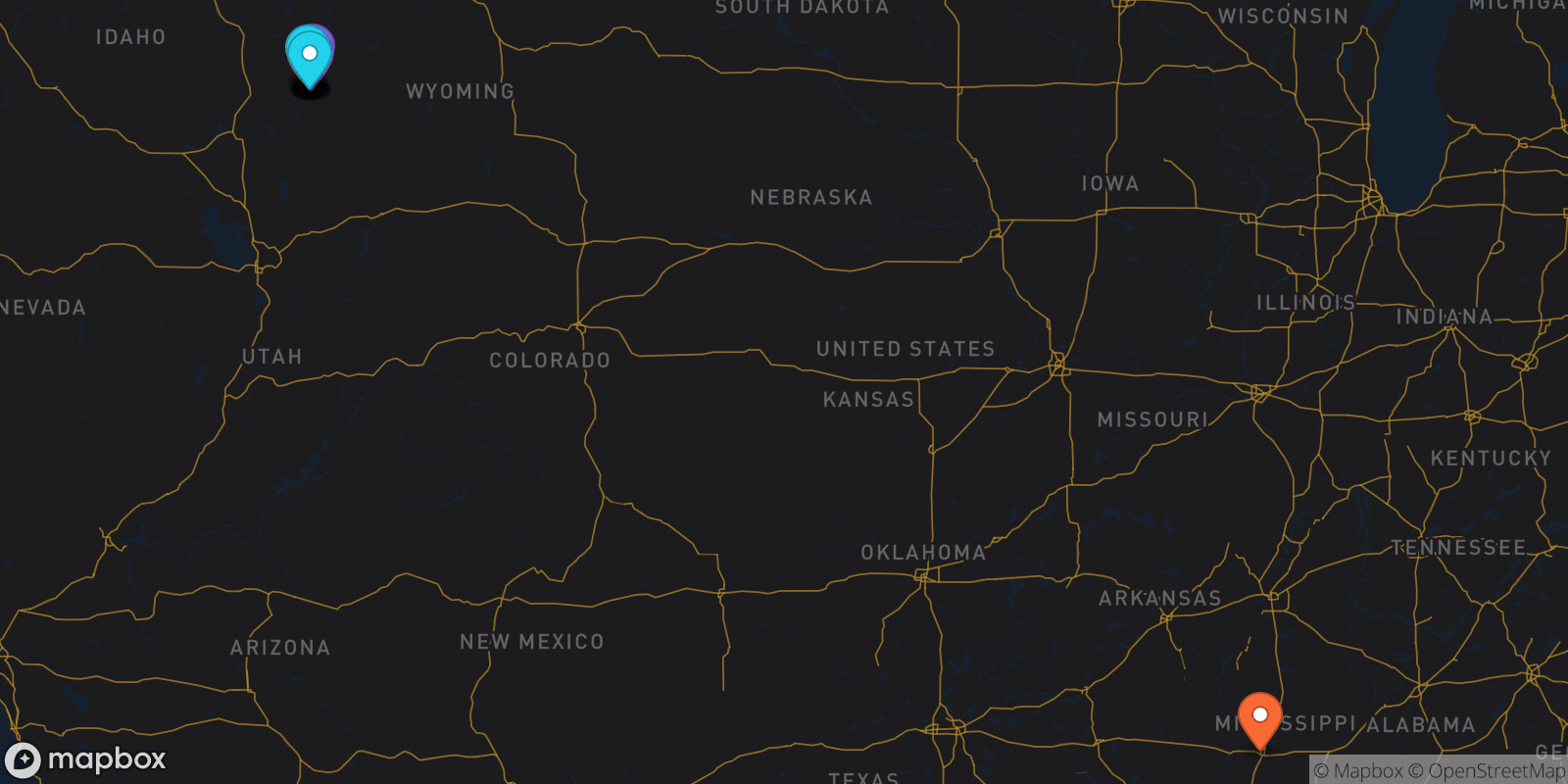 Map showing 15 locations