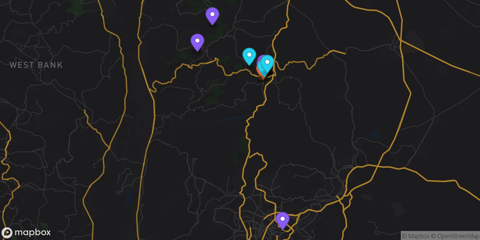 Map showing 30 locations