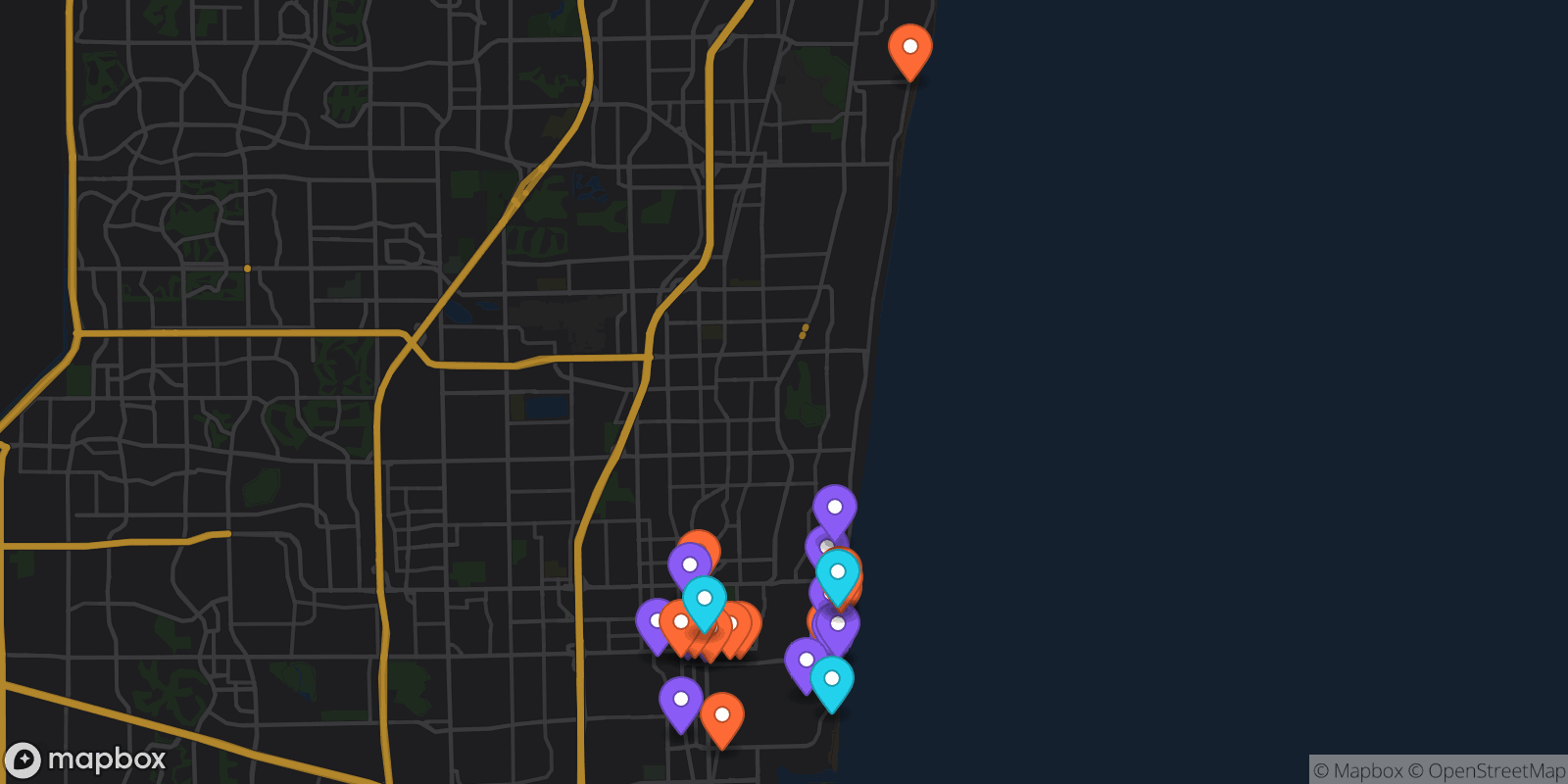 Map showing 29 locations