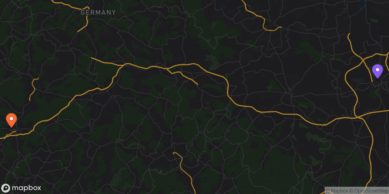 Map showing 2 locations