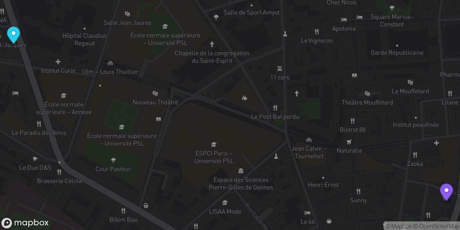 Map showing 2 locations