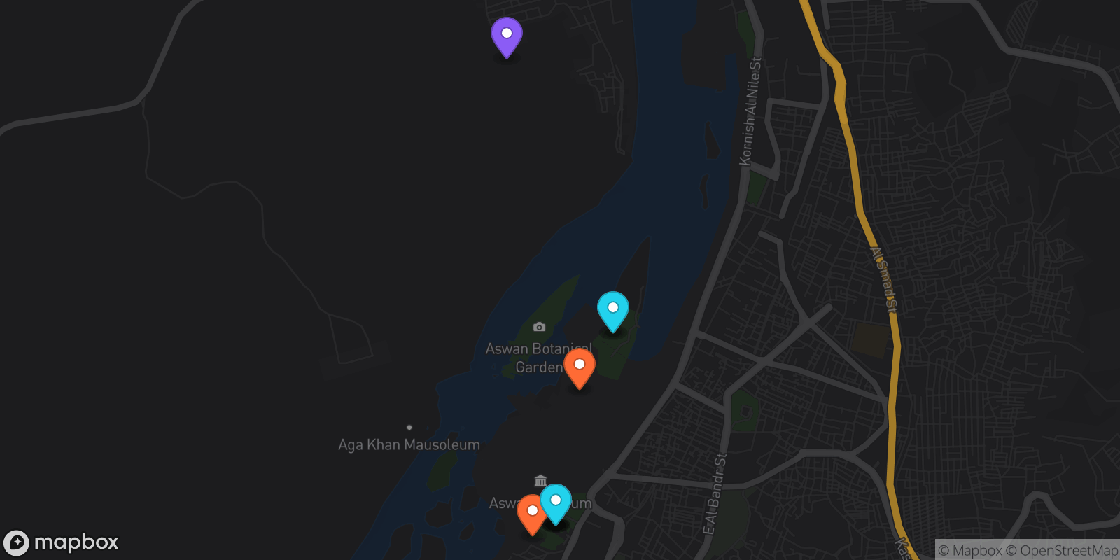 Map showing 10 locations