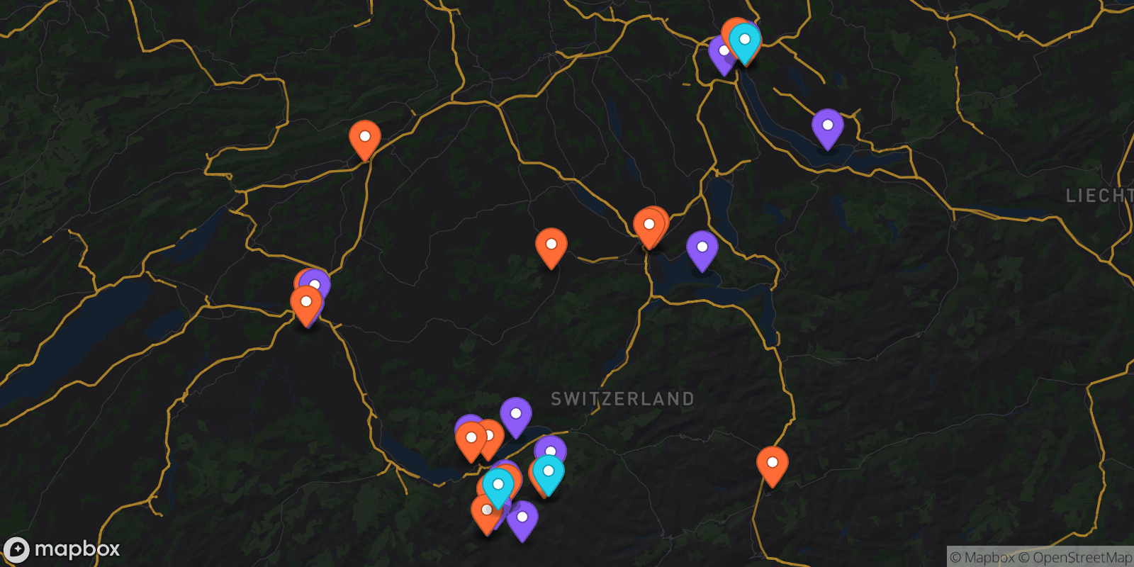 Map showing 41 locations