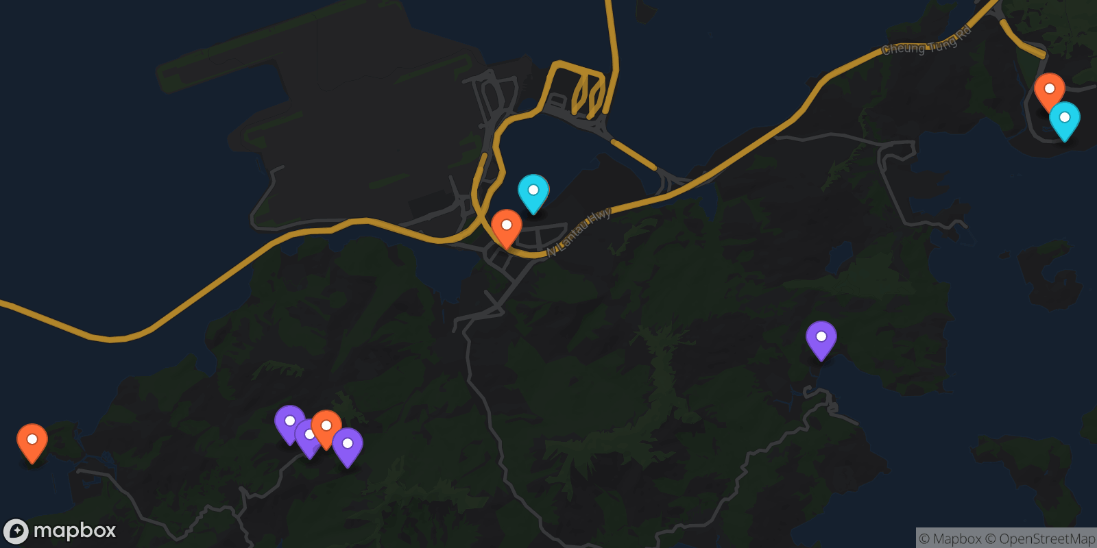 Map showing 12 locations