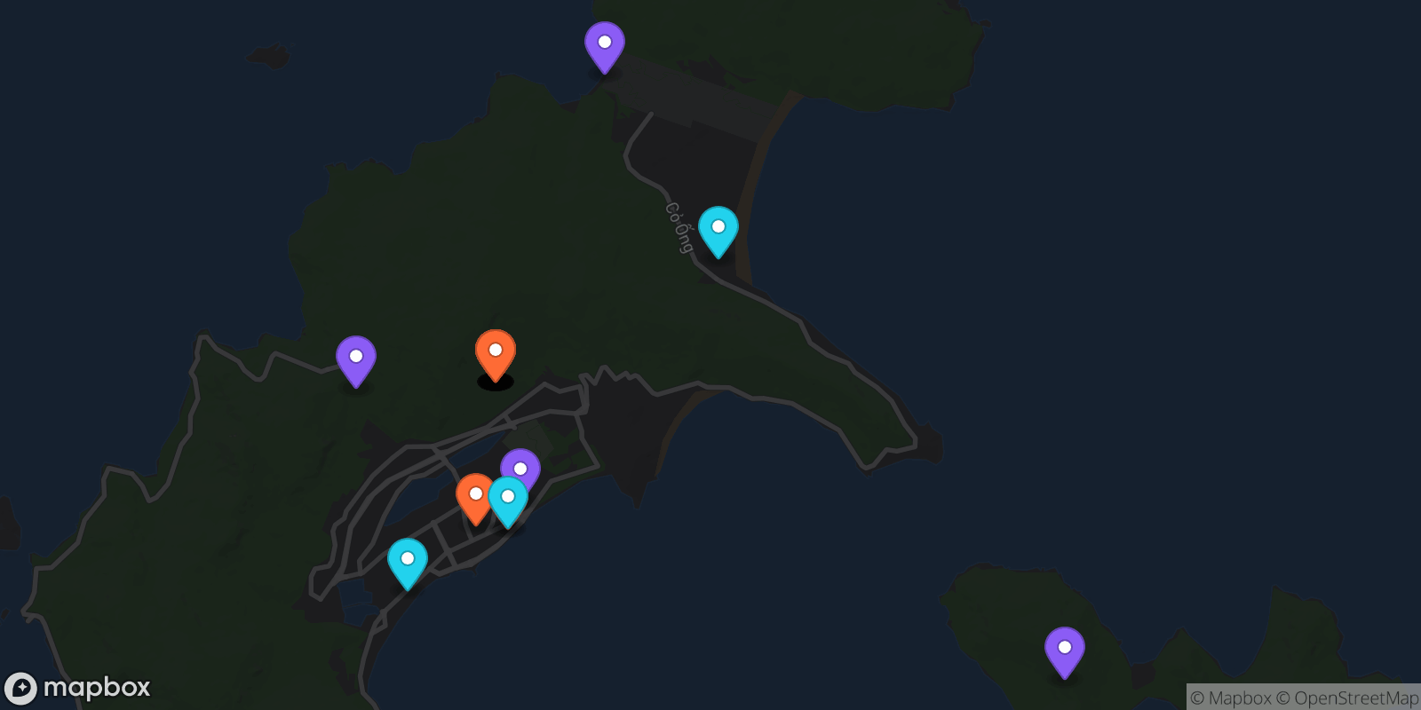 Map showing 30 locations