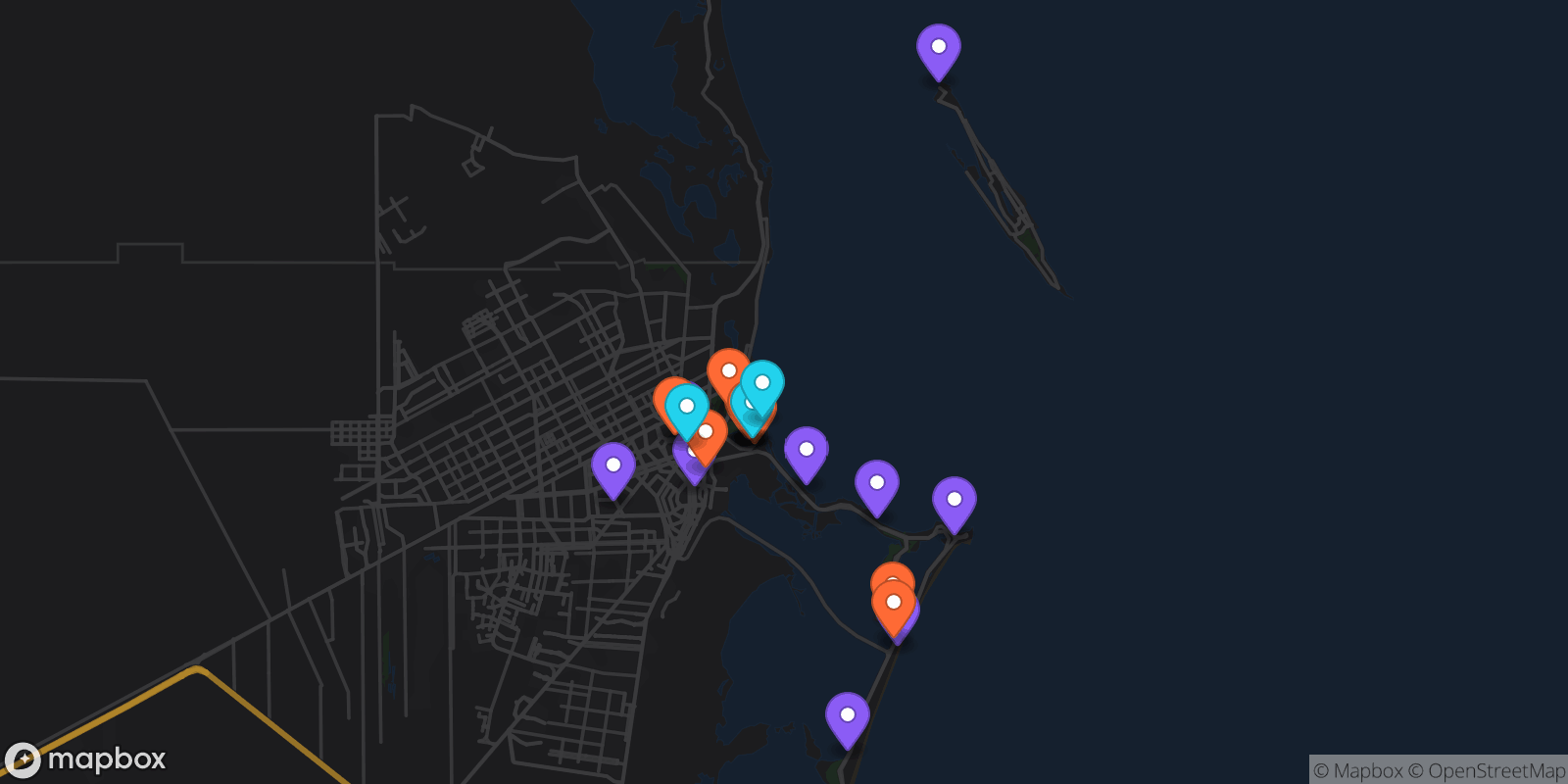Map showing 22 locations