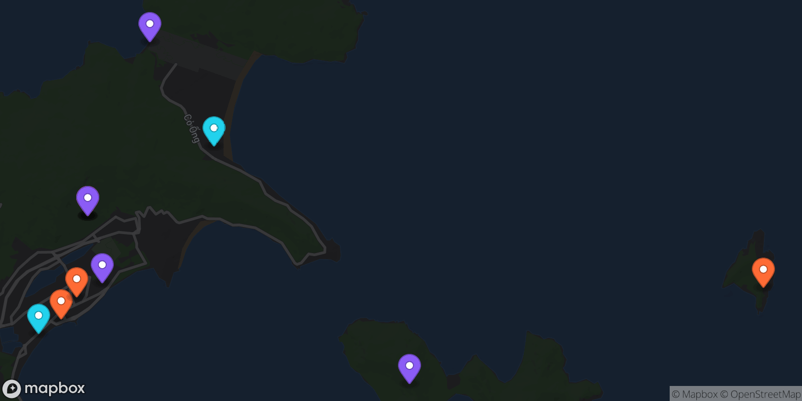 Map showing 12 locations