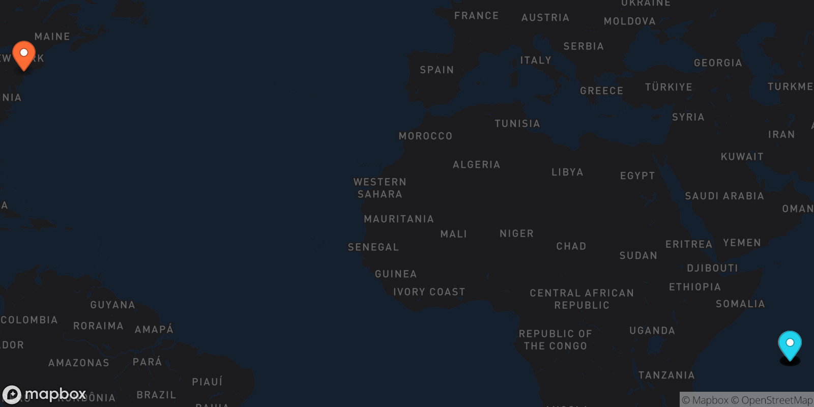 Map showing 11 locations