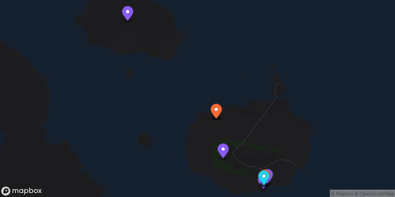 Map showing 12 locations