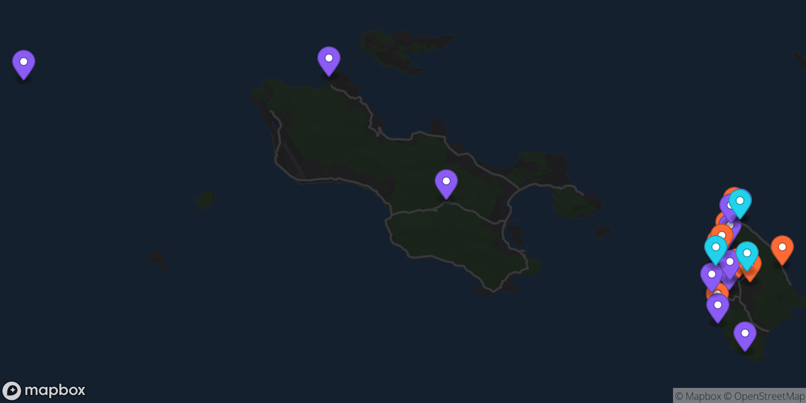 Map showing 26 locations