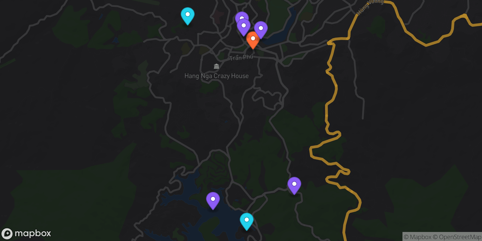 Map showing 8 locations