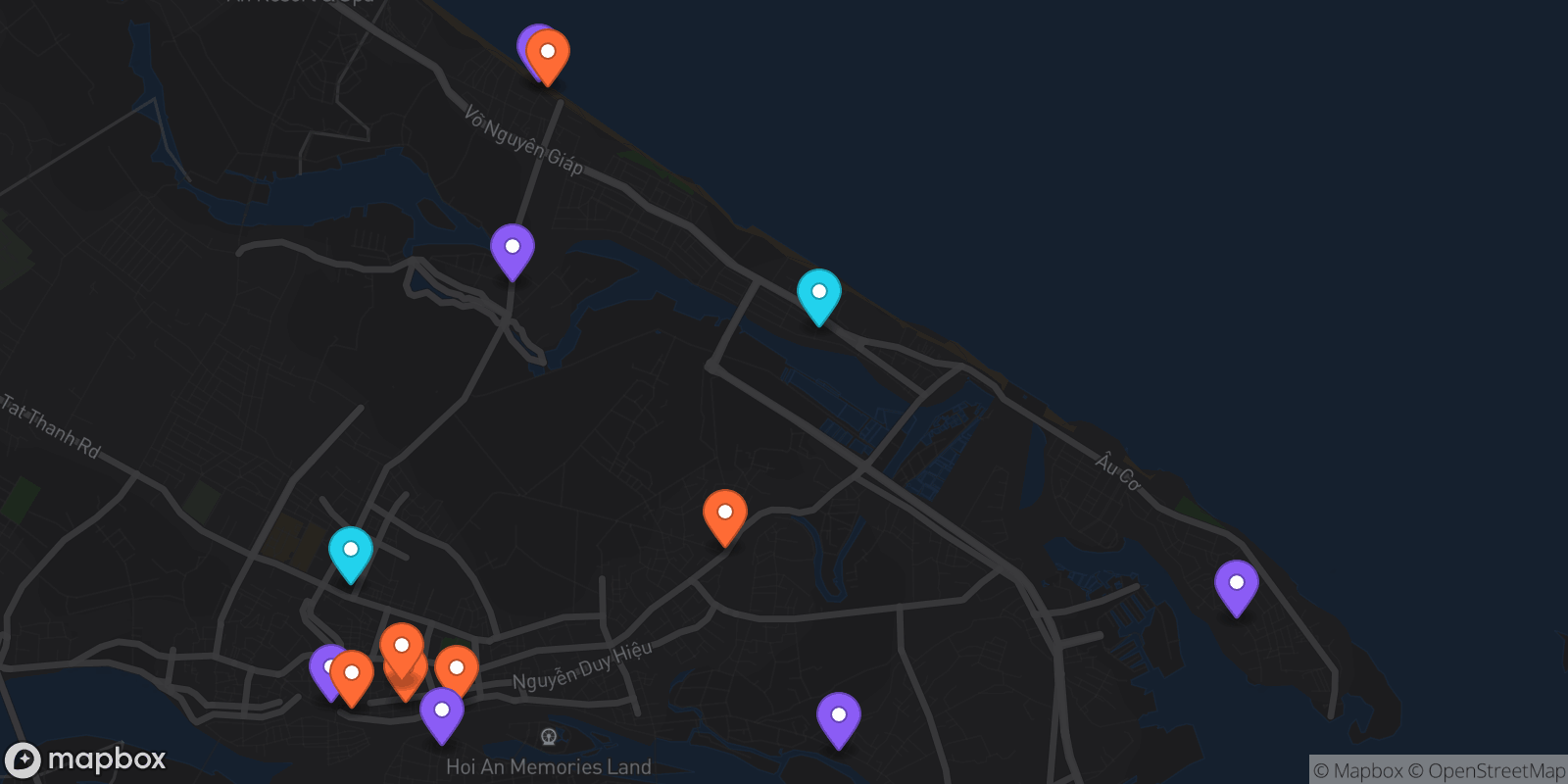 Map showing 14 locations