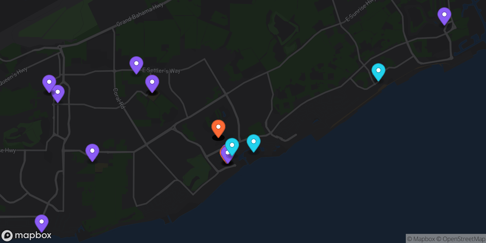 Map showing 39 locations