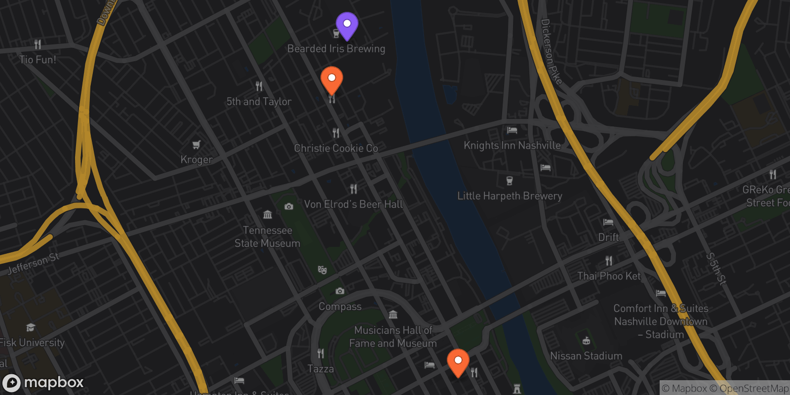 Map showing 3 locations