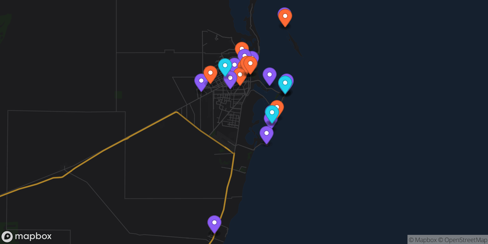 Map showing 29 locations