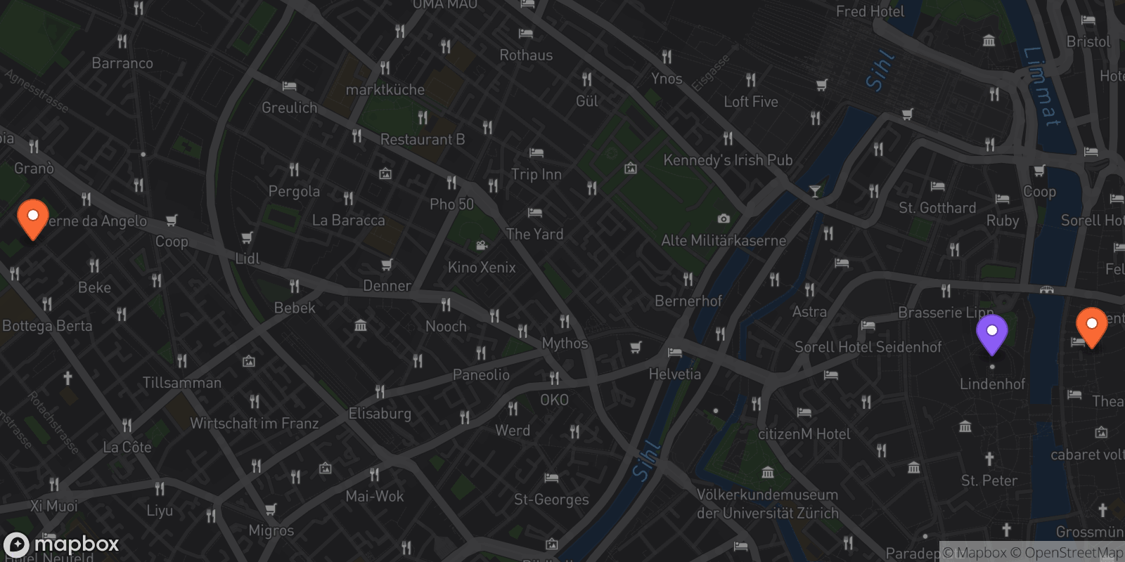 Map showing 3 locations