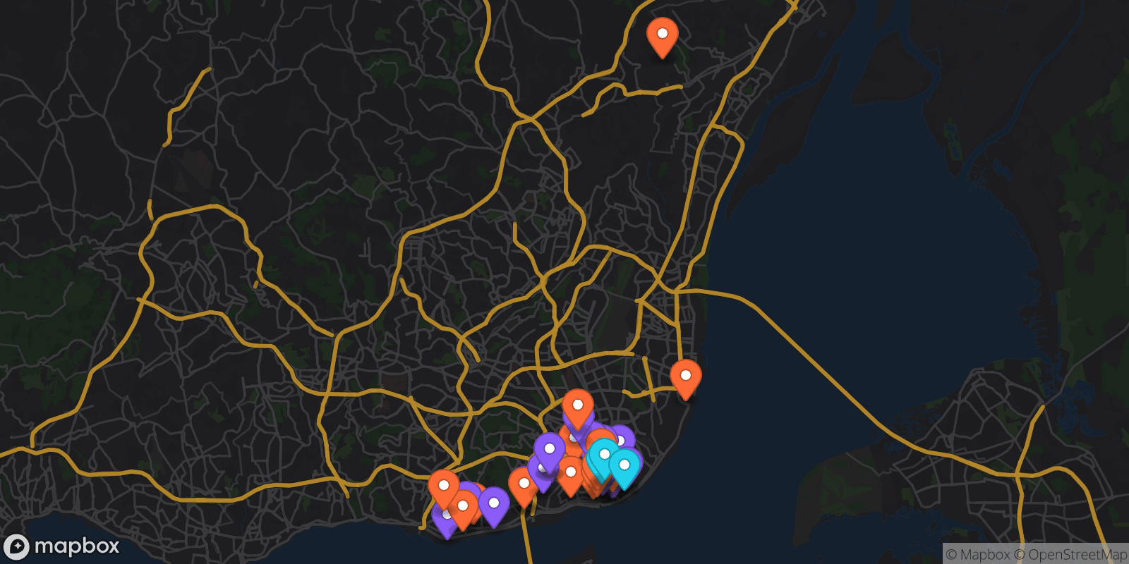 Map showing 39 locations