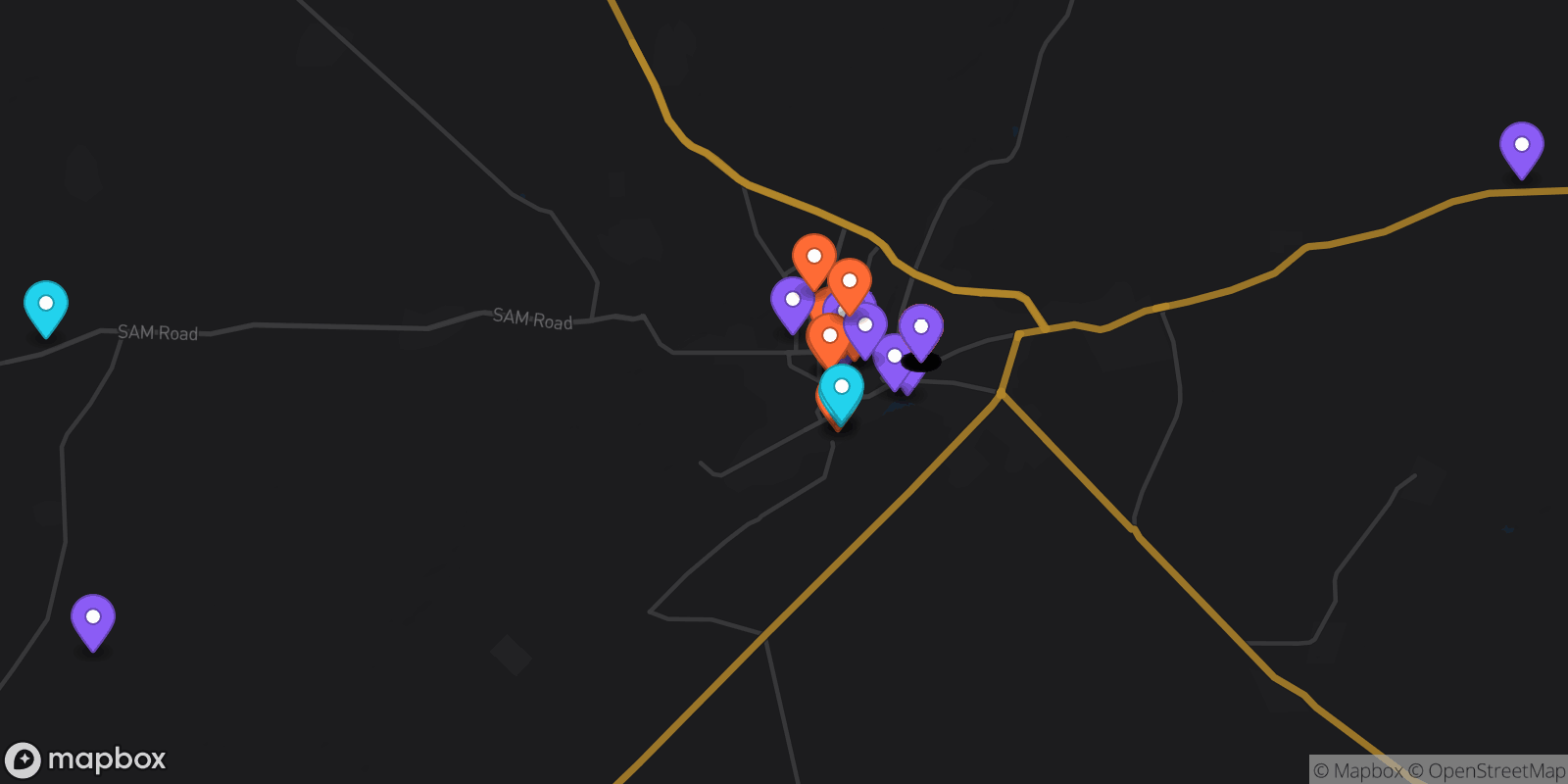 Map showing 41 locations