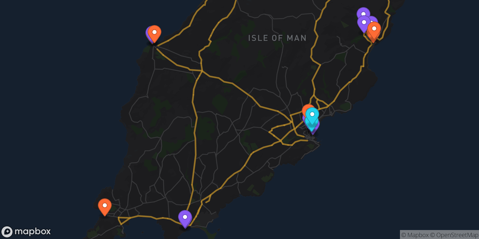 Map showing 17 locations