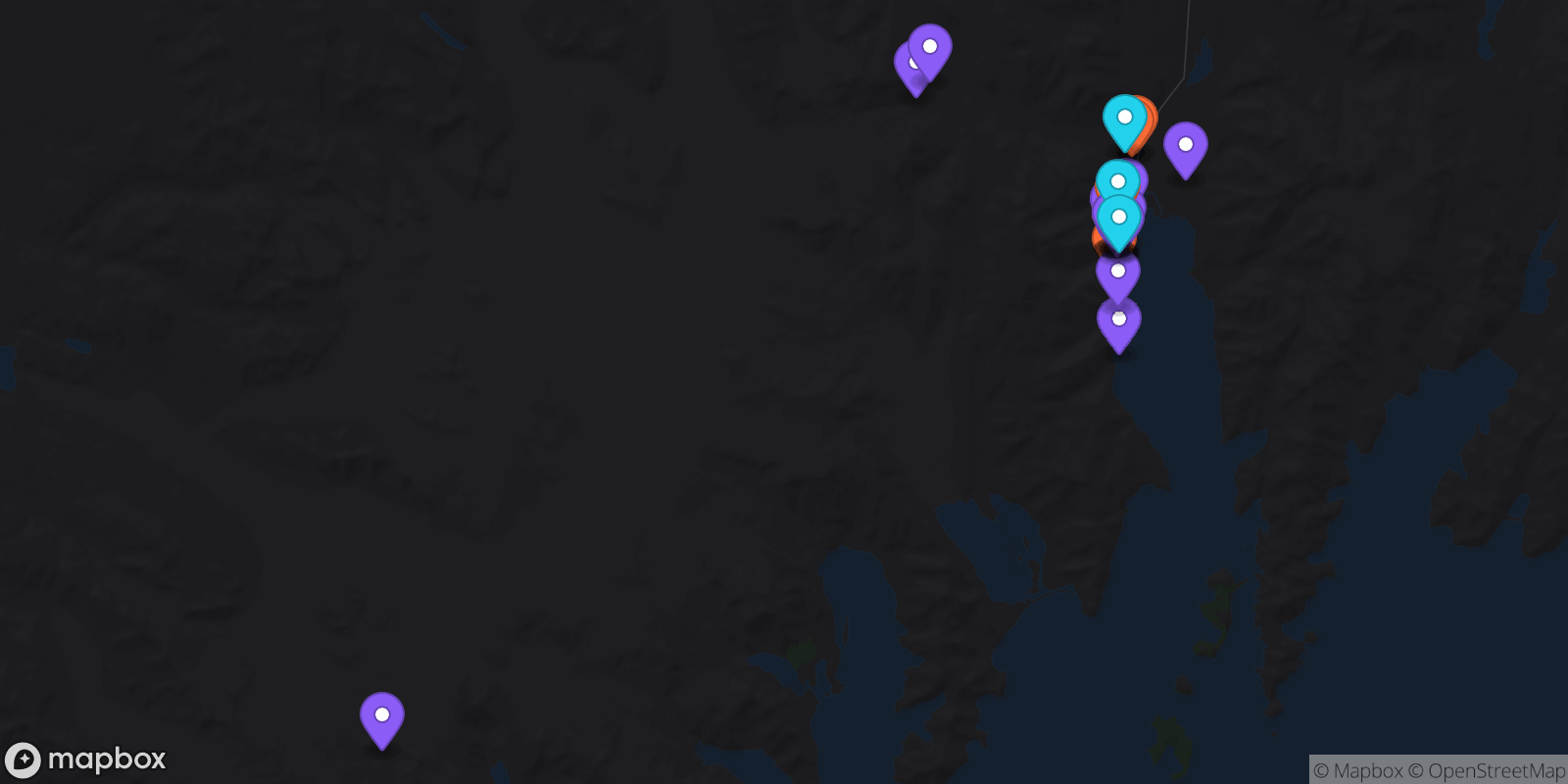 Map showing 39 locations