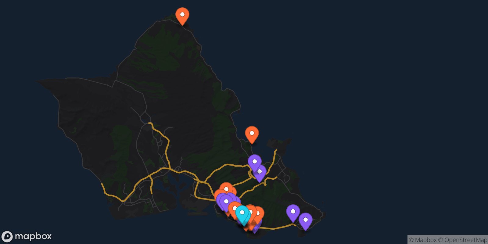 Map showing 35 locations