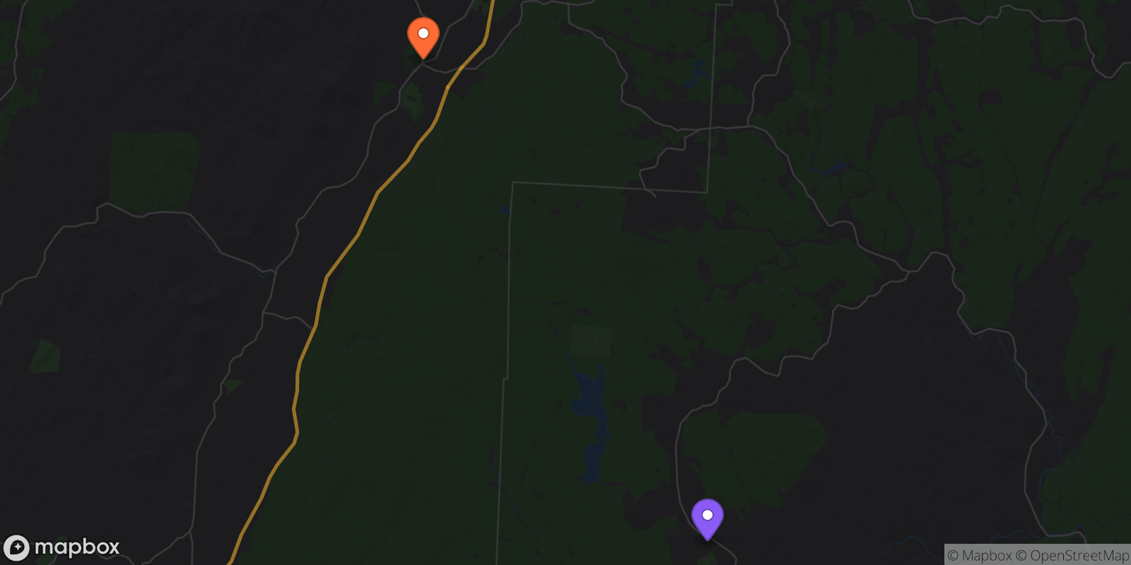 Map showing 2 locations