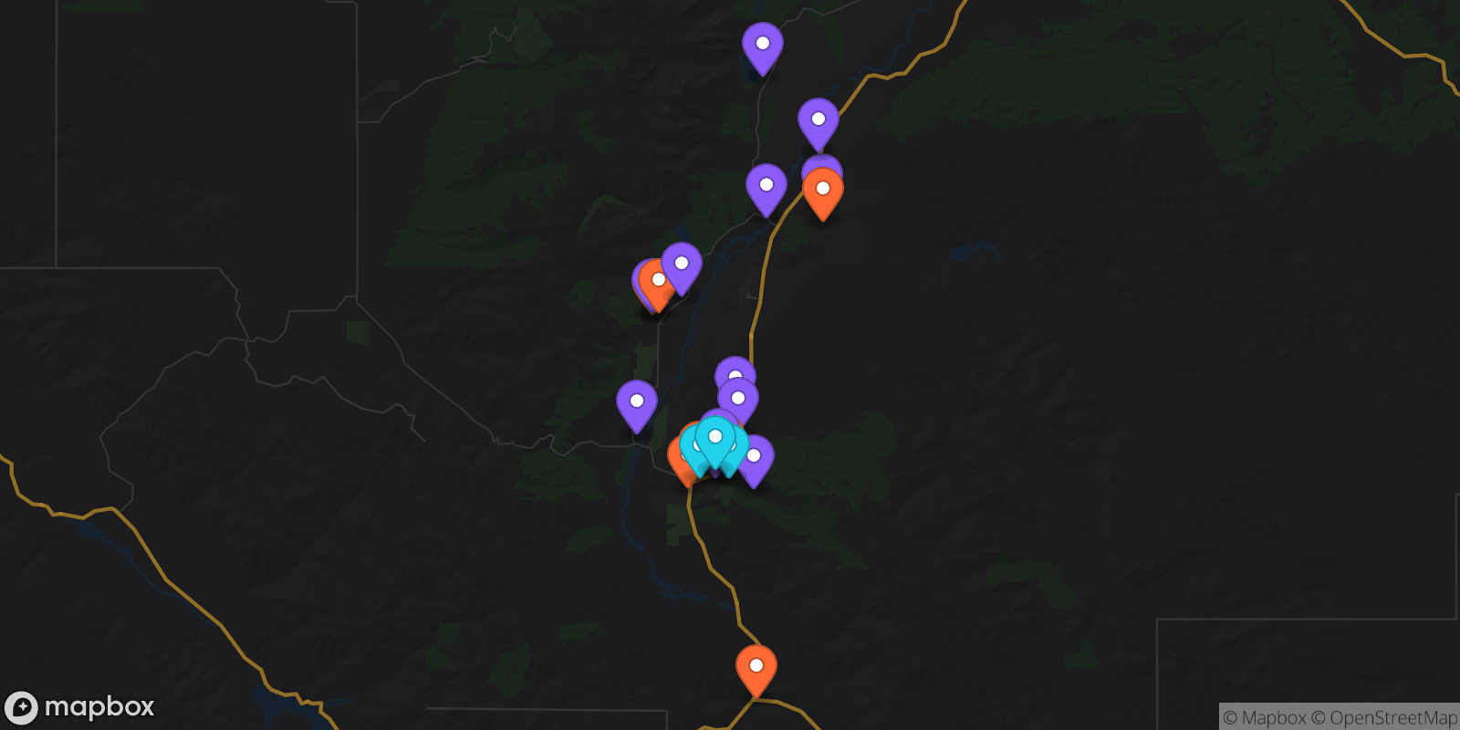 Map showing 33 locations