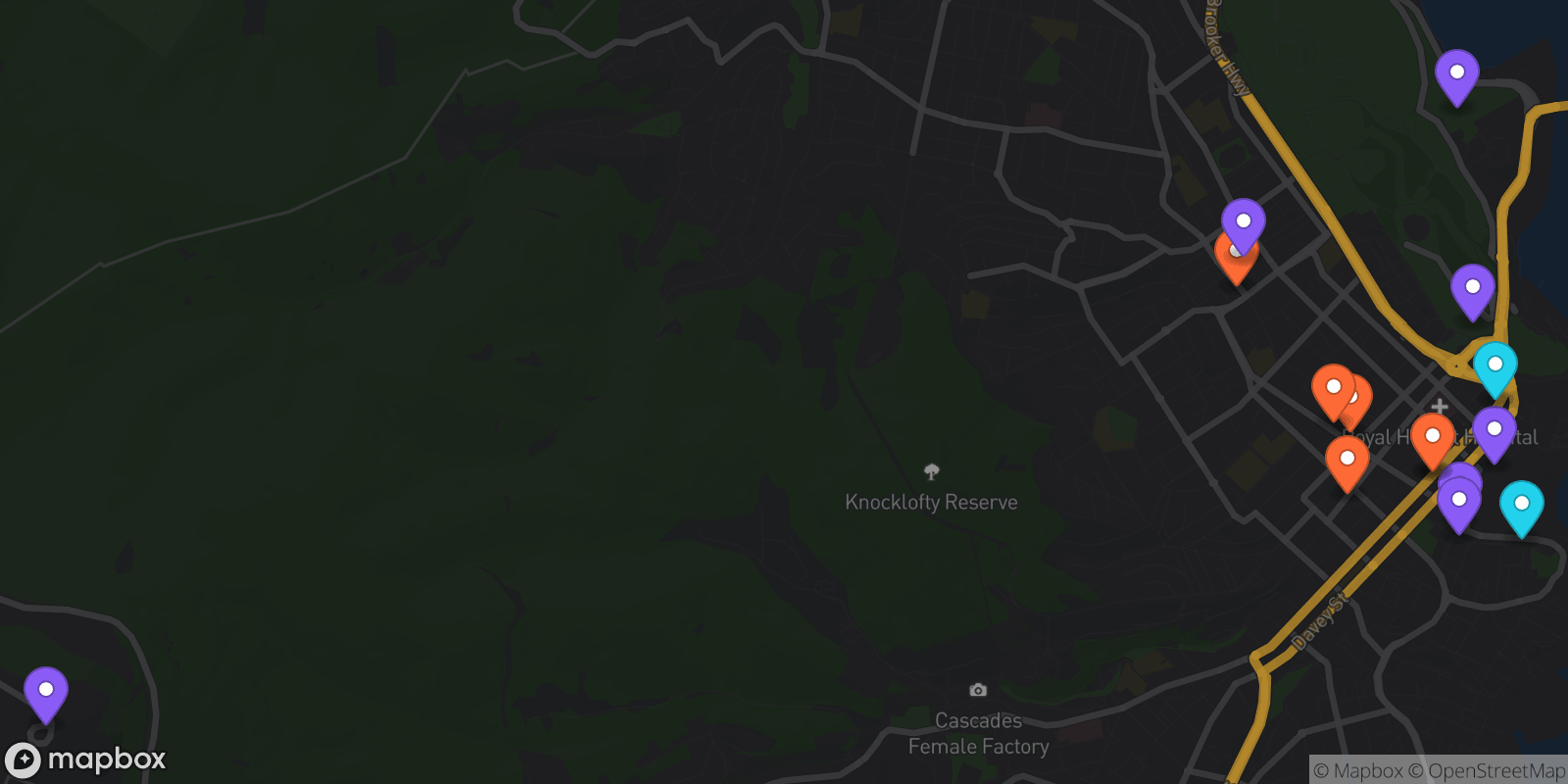 Map showing 15 locations