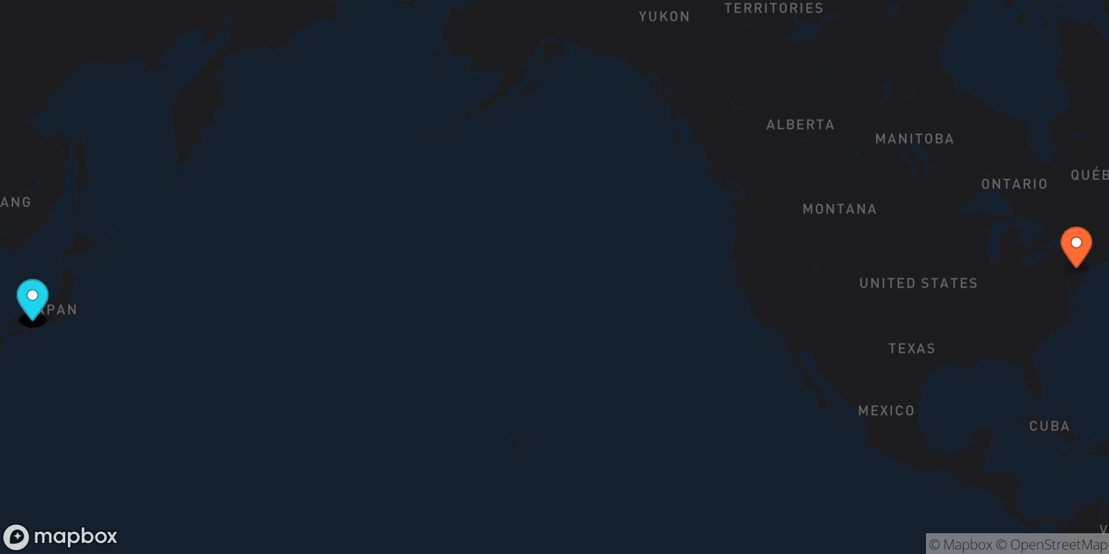 Map showing 12 locations