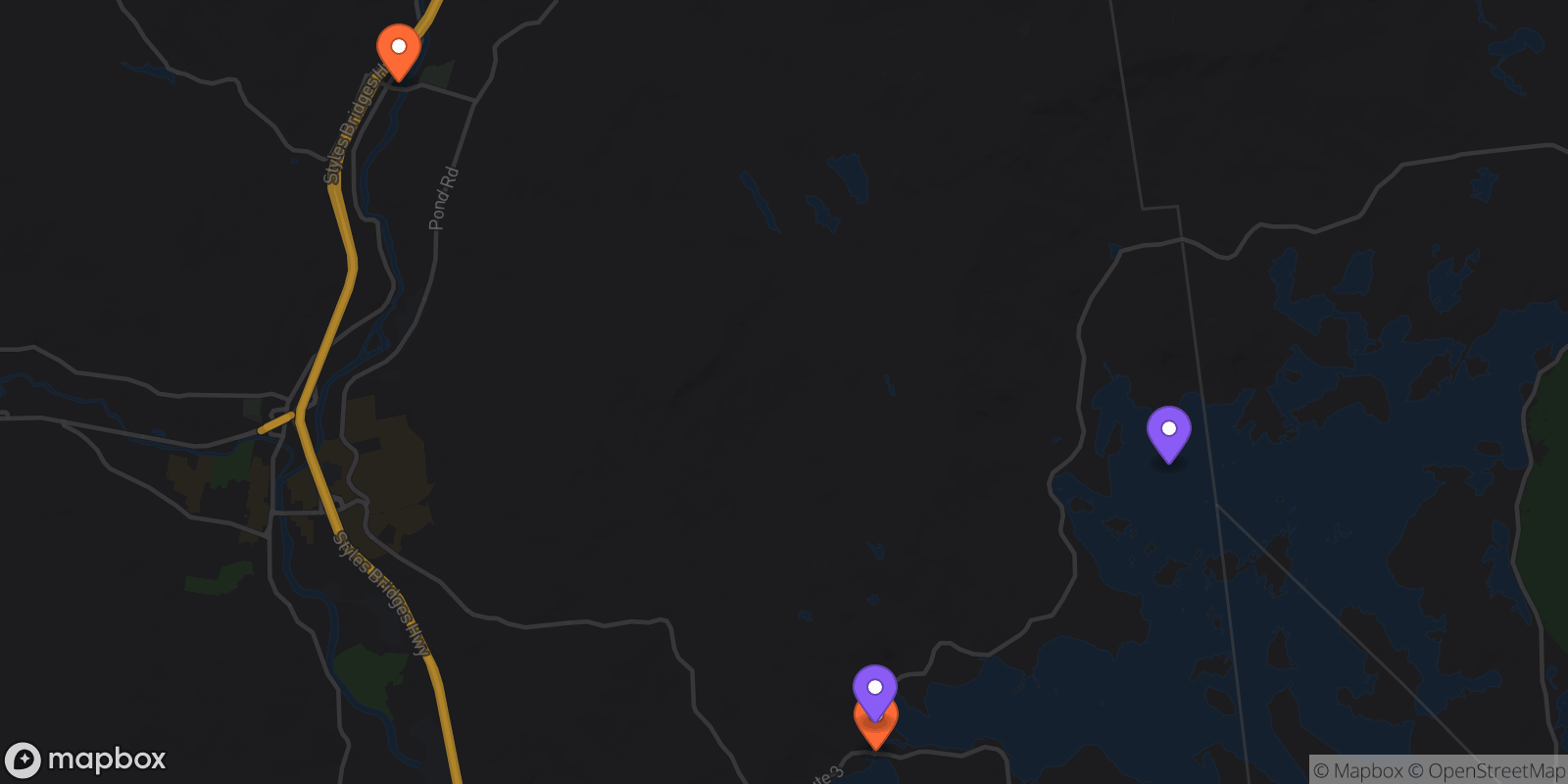 Map showing 4 locations
