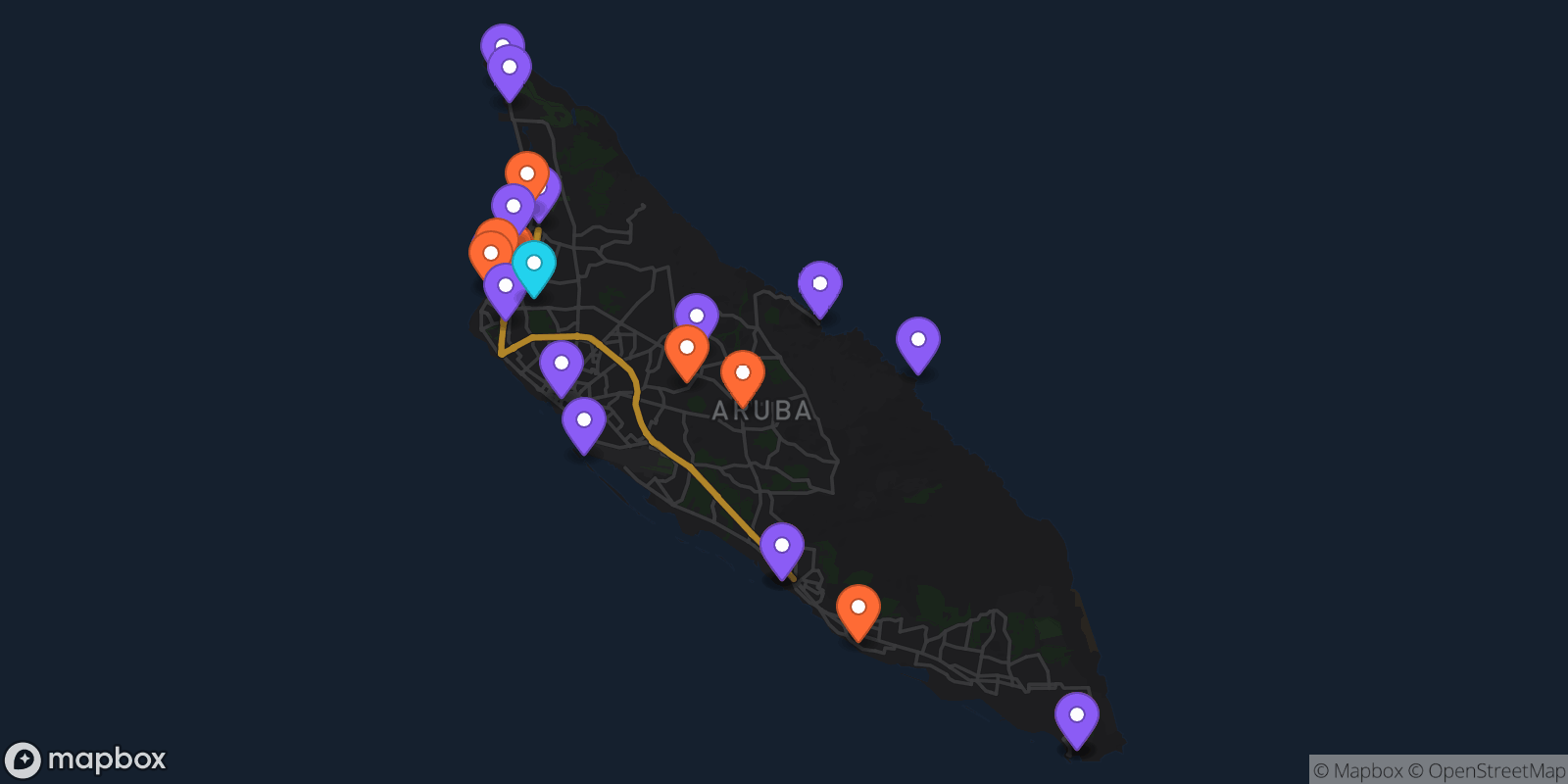 Map showing 24 locations
