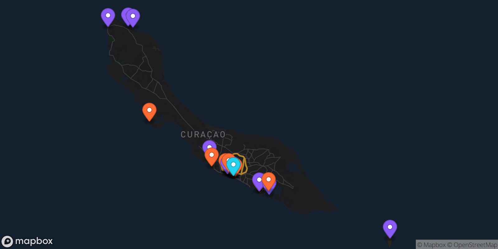 Map showing 26 locations
