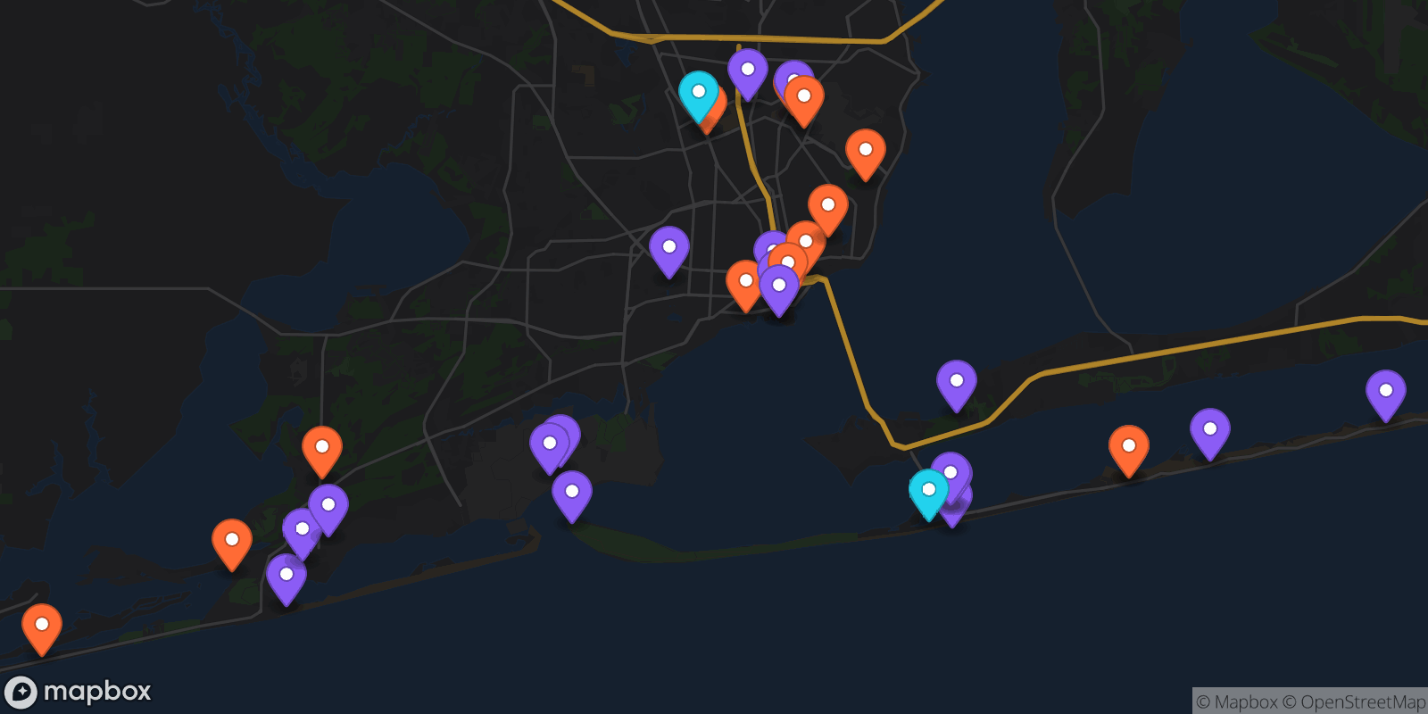 Map showing 37 locations