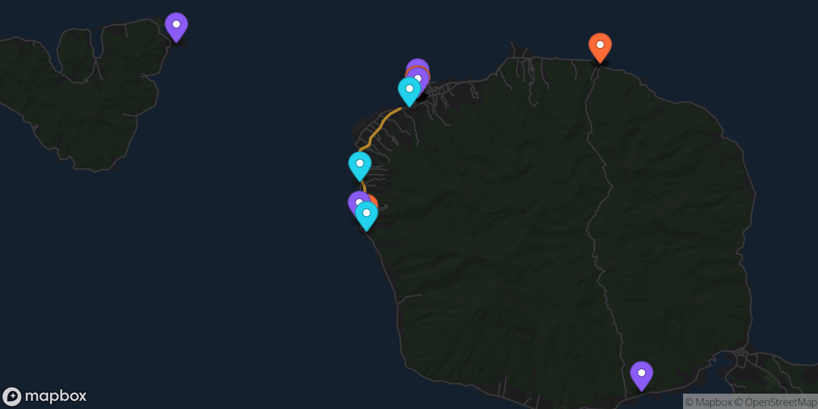 Map showing 24 locations