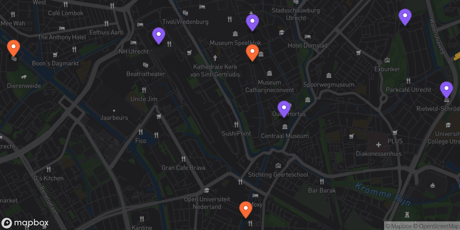 Map showing 8 locations
