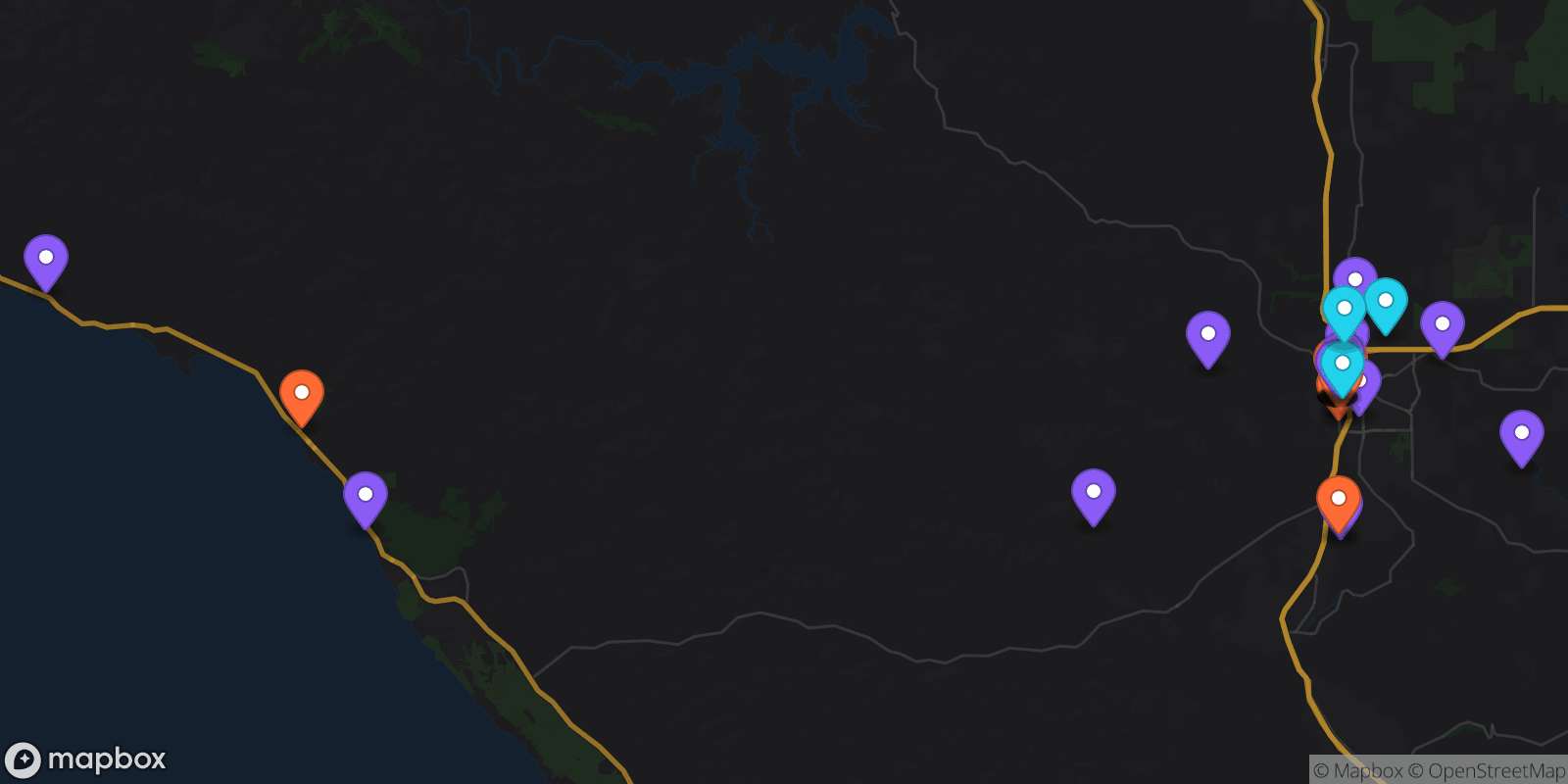 Map showing 41 locations