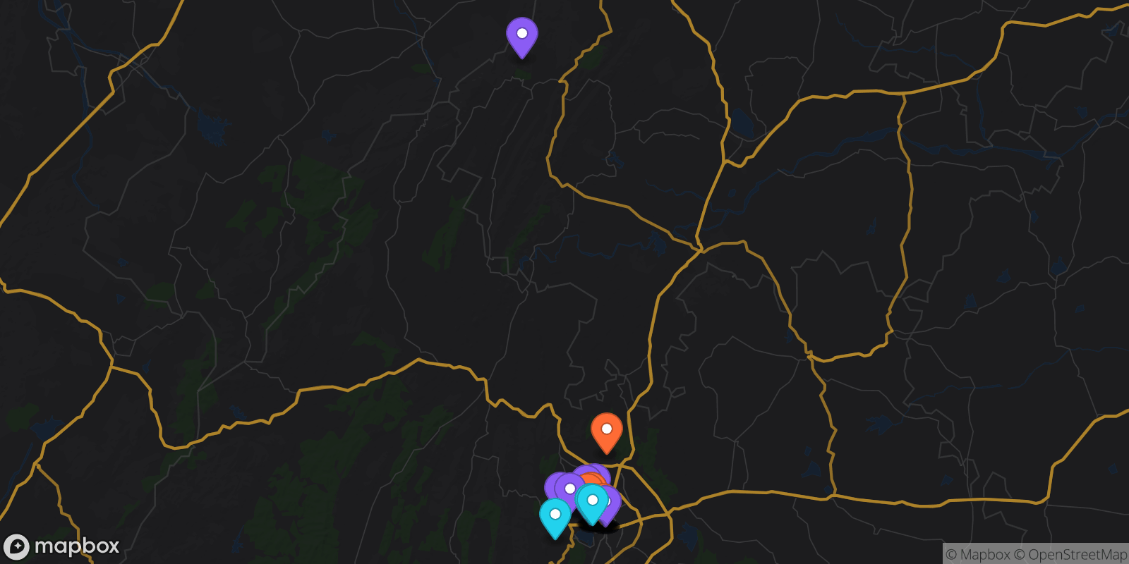 Map showing 41 locations