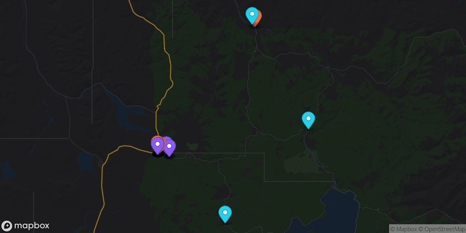 Map showing 37 locations