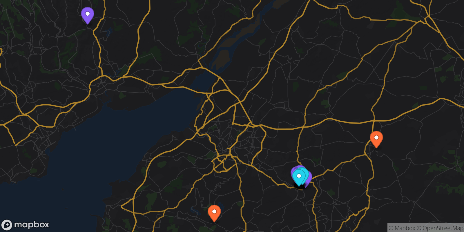 Map showing 37 locations