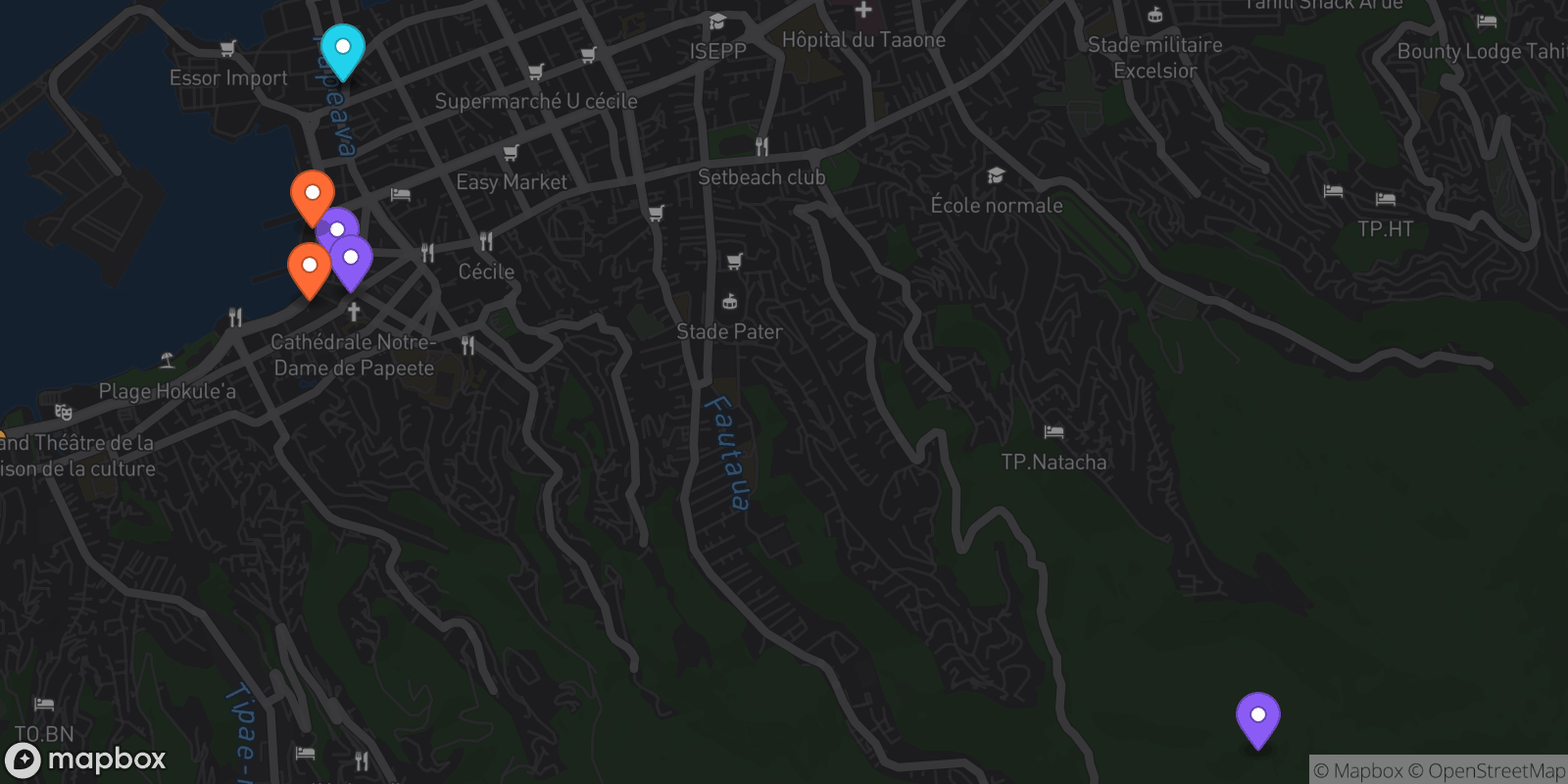 Map showing 8 locations
