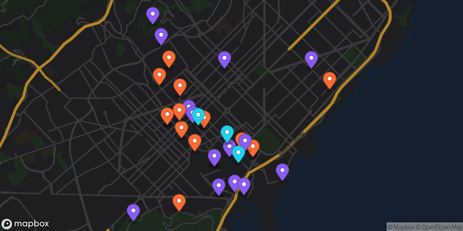 Map showing 31 locations