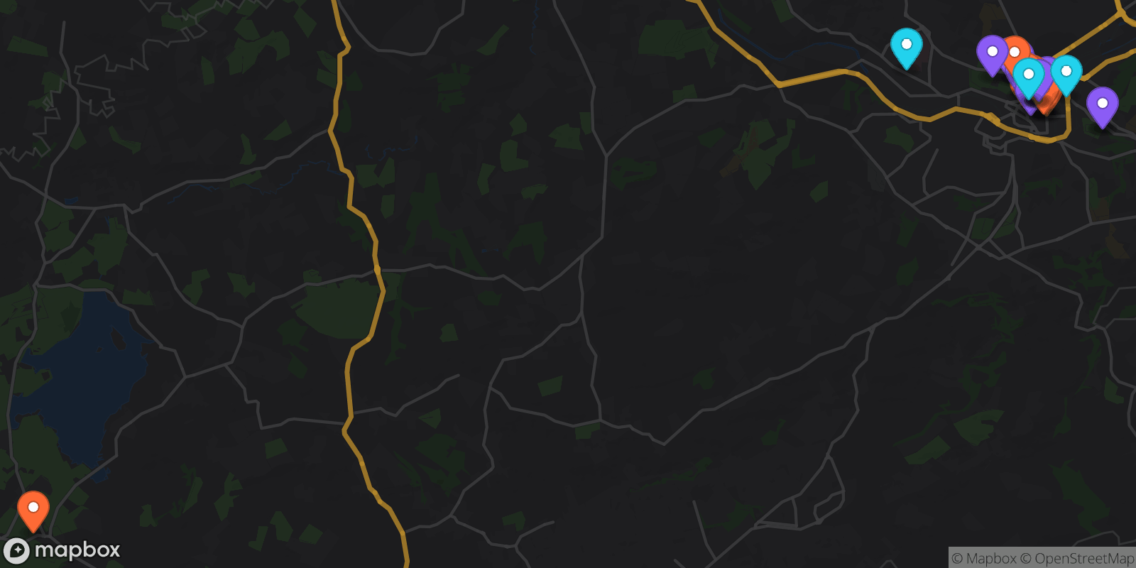 Map showing 39 locations