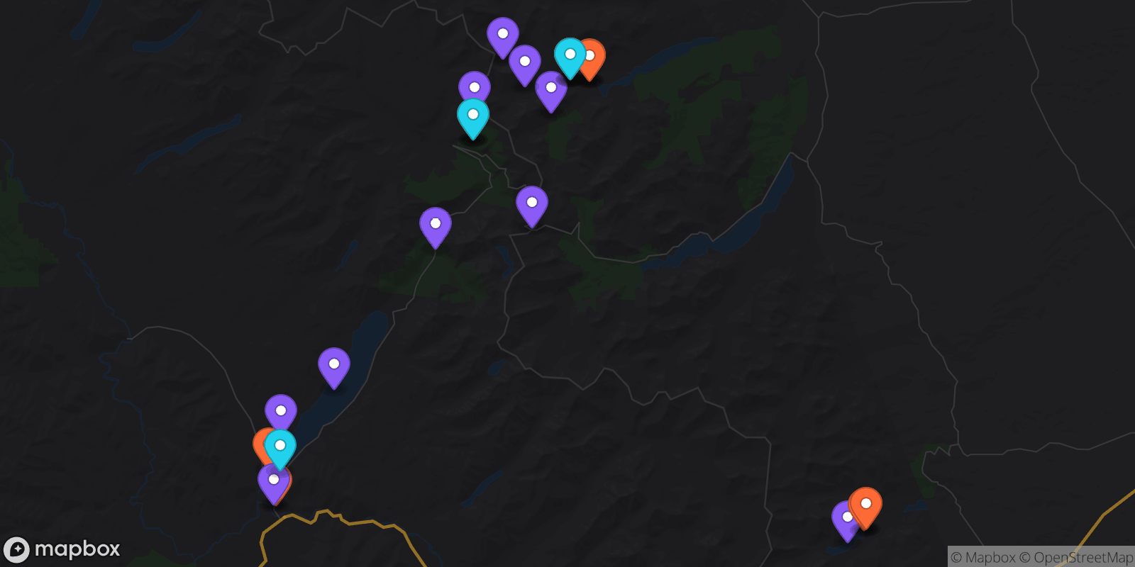 Map showing 27 locations